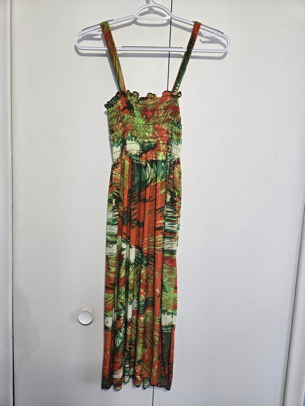 NWT Romantic SiNi Tropical Print Maxi Dress XL Smocked‎ Sundress